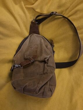 Canvas Sling Crossbody Bag - Brown